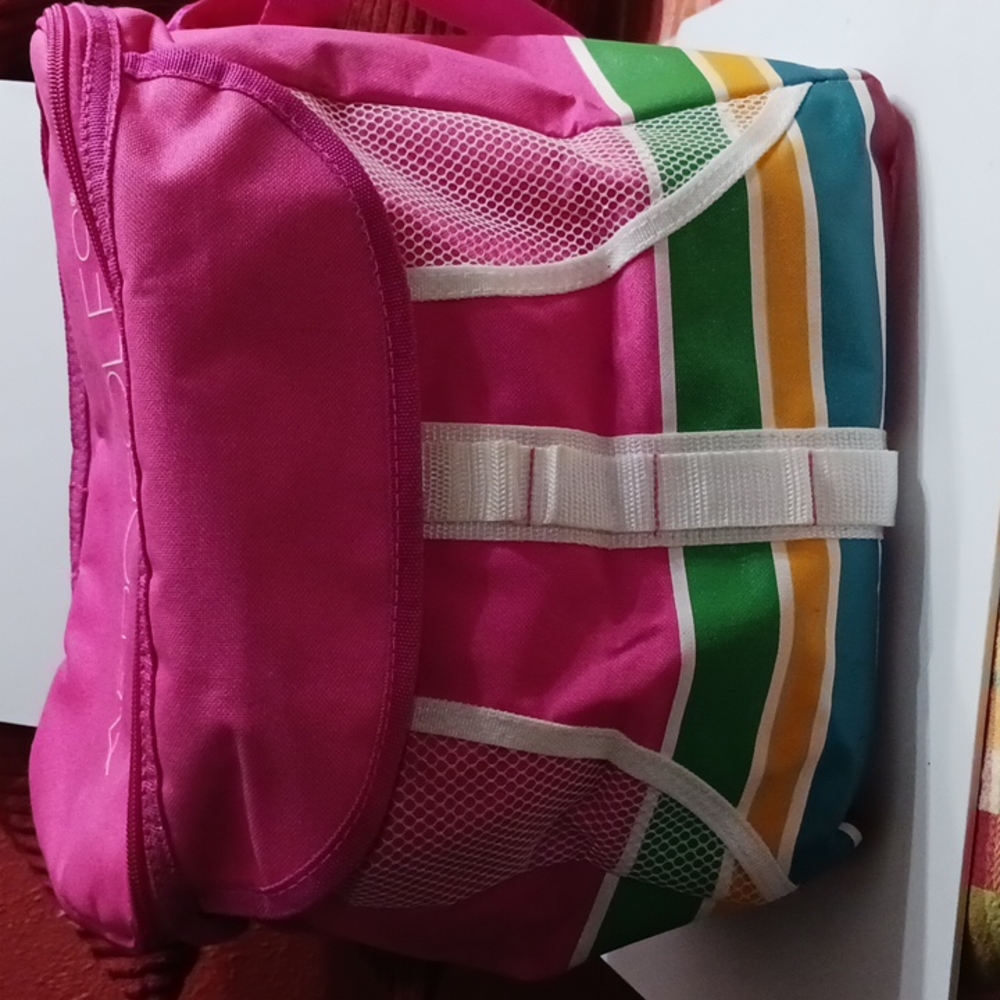 Aerosoles insulated cooler Pink, Green Yellow  Blue strips. Large compartment